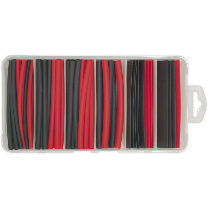 95 Piece Black & Red Heat Shrink Tubing Assortment - 100mm Length - Thin Walled Loops