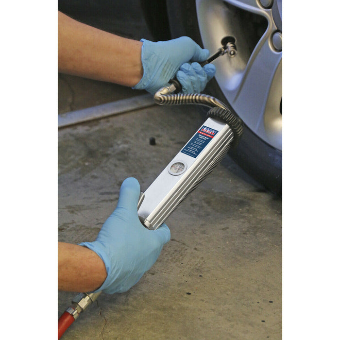 Premium Long Type Tyre Inflator - Twin Push-On Connector - 240mm Arm & 0.5m Hose Loops