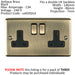 3 PACK 2 Gang Double UK Plug Socket ANTIQUE BRASS 13A Switched Power Outlet Loops
