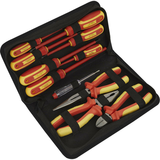 11pc Electricians Tool Kit - VDE Insulated Safety Tool Set - Screwdrivers Pliers Loops