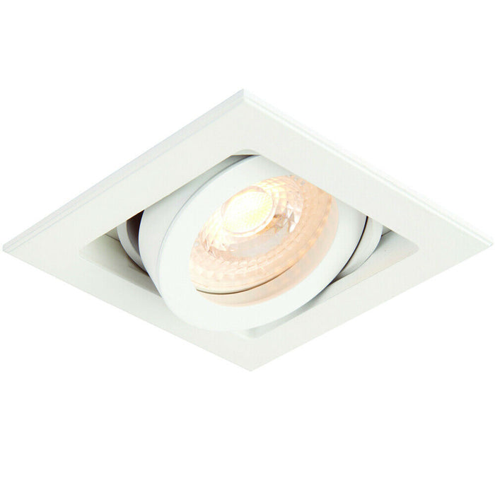 Single Square Adjustable Head Ceiling Spotlight White GU10 50W Box Downlight Loops