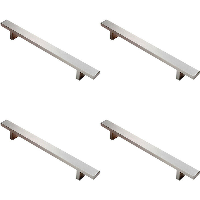 4x Rectangular T Bar Pull Handle 228 x 20mm 160mm Fixing Centres Stainless Steel Loops