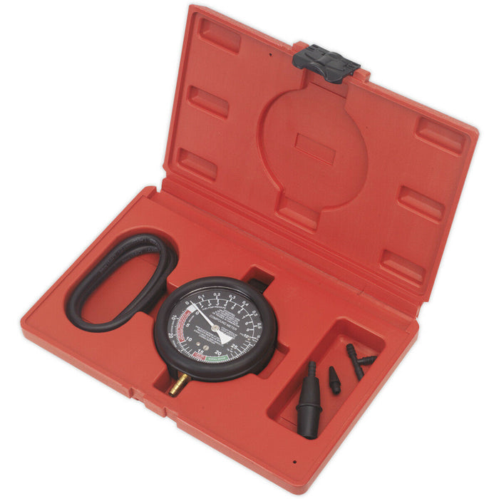 Vacuum & Fuel Pump Pressure Test Gauge Set - 80mm Gauge - Fuel Line Leak Checker Loops