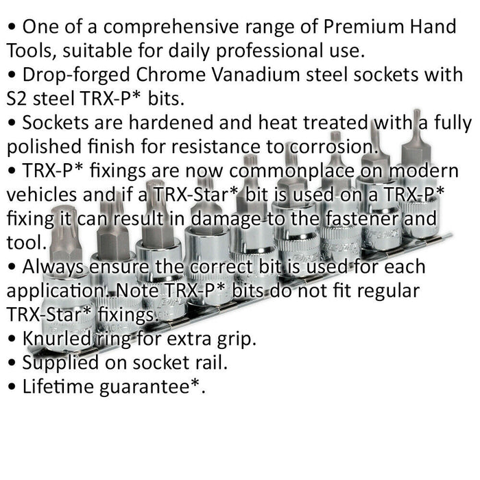 9 PACK TRX-P Vehicle Bit Set - 3/8" Square Drive Socket x 50mm Long - S2 STEEL Loops