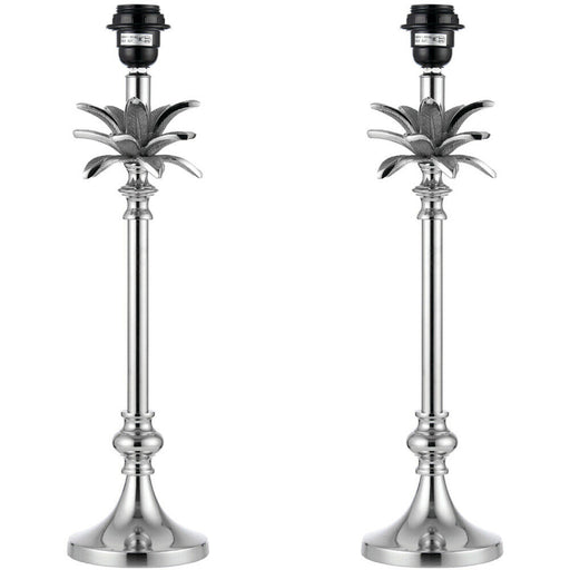 2 PACK Small Metal Table Lamp Polished Nickel Leaf BASE ONLY Palm Tree Light Loops