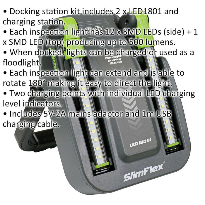 Inspection Light Docking Station - Rechargeable Floodlight - 2x ys05200 Included Loops