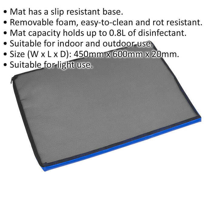 600mm x 450mm Small Disinfection Mat - Slip Resistant Base - Easy to Clean Loops