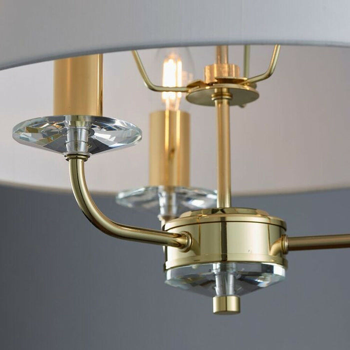 Multi Light Ceiling Pendant 3 Bulb BRASS & WHITE Chandelier Large Shade Lamp Loops