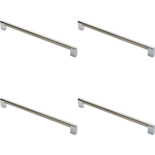 4x Multi Section Straight Pull Handle 320mm Centres Satin Nickel Polished Chrome Loops