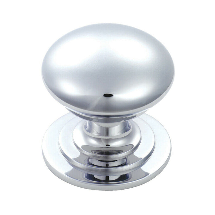 2x Victorian Round Cupboard Door Knob 50mm Dia Polished Chrome Cabinet Handle Loops