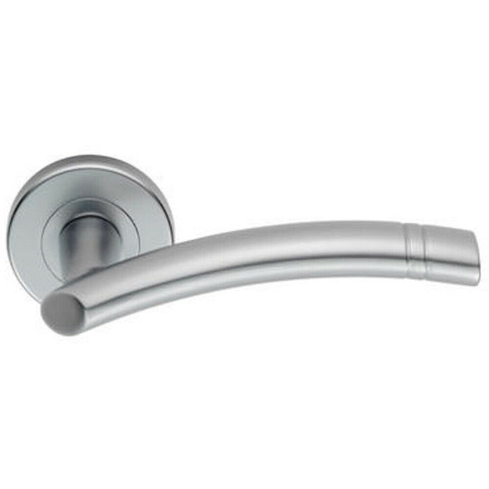 PAIR Arched Round Bar Handle with Ring Detailing Concealed Fix Satin Chrome Loops