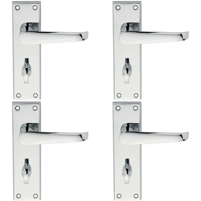 4x PAIR Straight Victorian Lever on Bathroom Backplate 150 x 43mm Chrome Loops