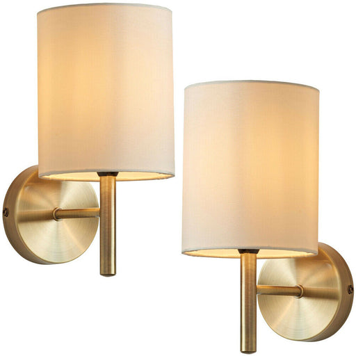 2 PACK Dimmable LED Wall Light Antique Brass & Cream Shade Modern Lamp Lighting Loops