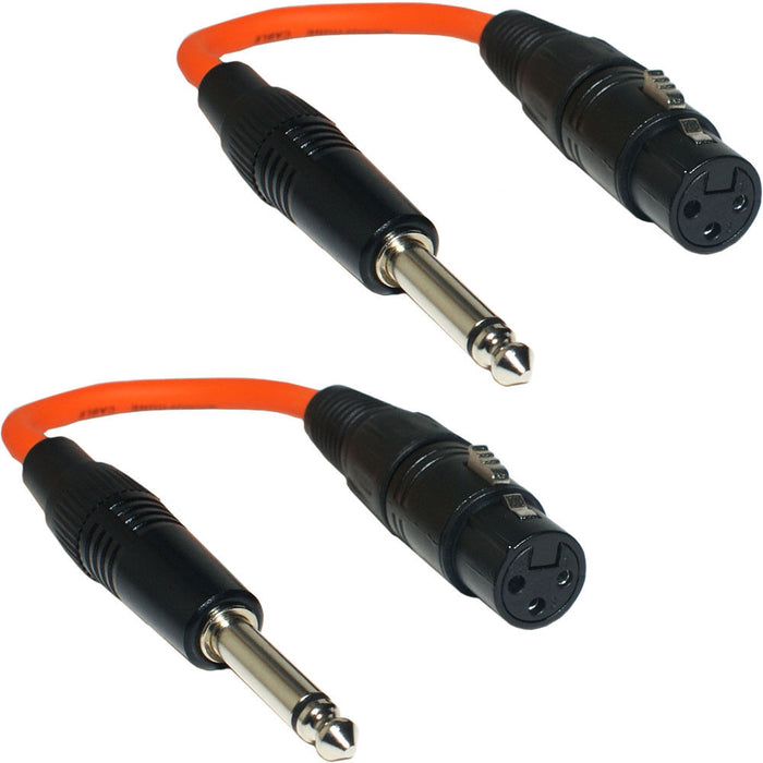 2x 6.35mm ¼" Mono Jack Plug To XLR 3 Pin Female Socket Adapter Cable Mic Audio Loops