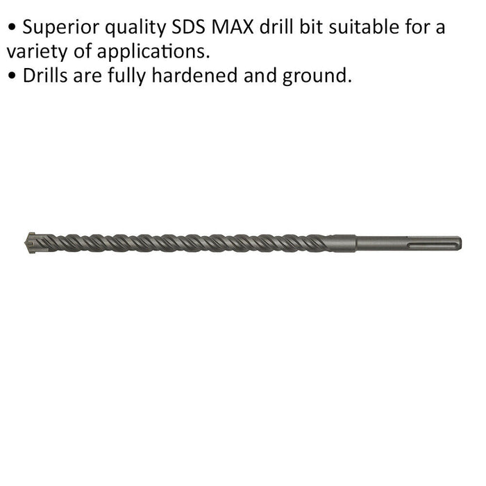 26 x 520mm SDS Max Drill Bit - Fully Hardened & Ground - Masonry Drilling Loops