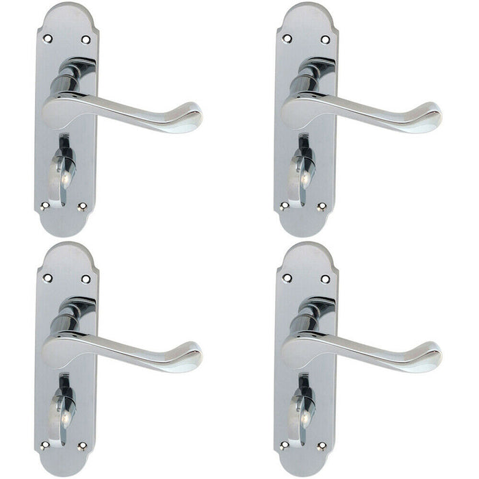 4x PAIR Victorian Upturned Lever on Bathroom Backplate 170 x 42mm Chrome Loops