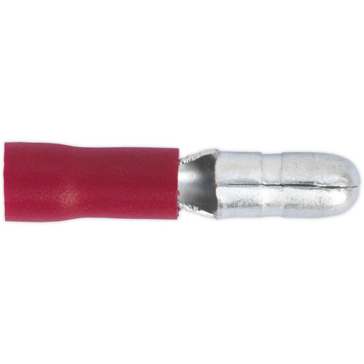100 PACK Male Bullet Terminal - 4mm Diameter - Suits 22 to 18 AWG Cable - Red Loops
