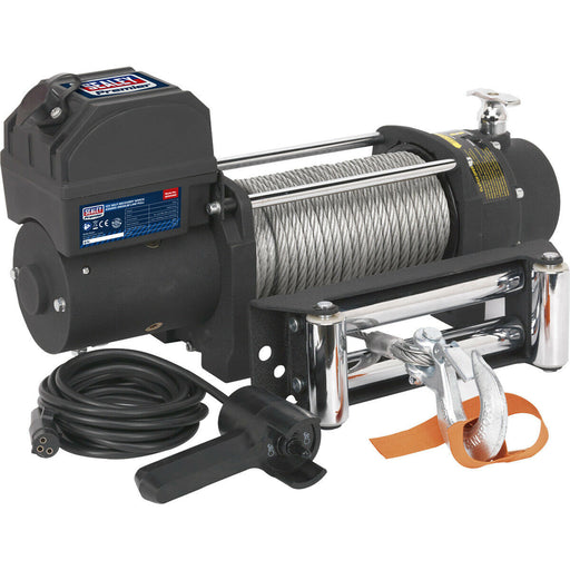 12V Self-Recovery Winch - 4300kg Line Pull - 1.96kW DC Wound Motor - IP67 Rated Loops