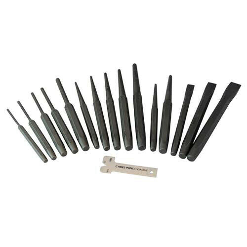 16 Piece Punch & Cold Chisel Set Centre Pin and Taper Punches Loops