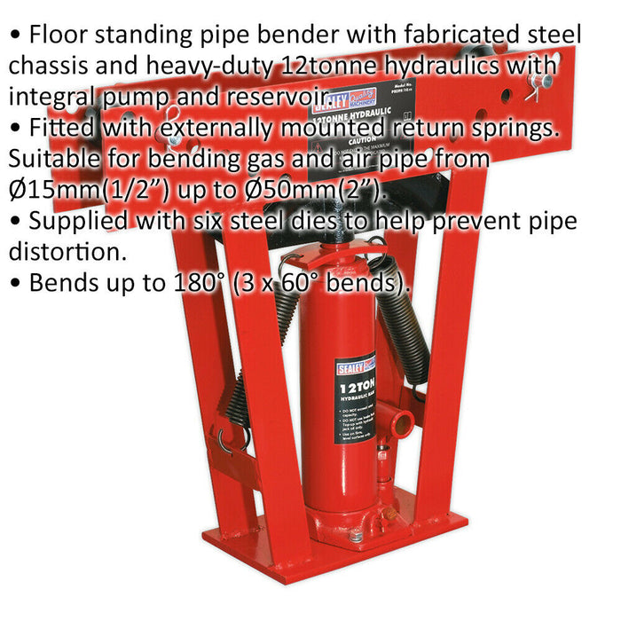 12 Tonne Hydraulic Pipe Bender - Floor Standing Steel Chassis - Gas & Air Pipes Loops