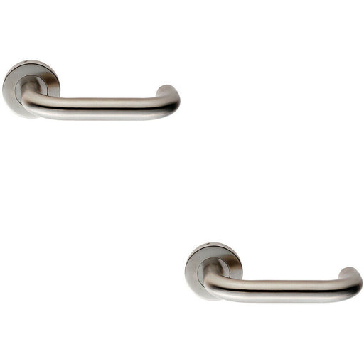 2x PAIR 19mm Round Bar Safety Lever on Slim Round Rose Concealed Fix Satin Steel Loops