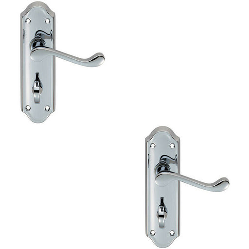 2x PAIR Victorian Upturned Lever on Bathroom Backplate 168 x 47mm Chrome Loops