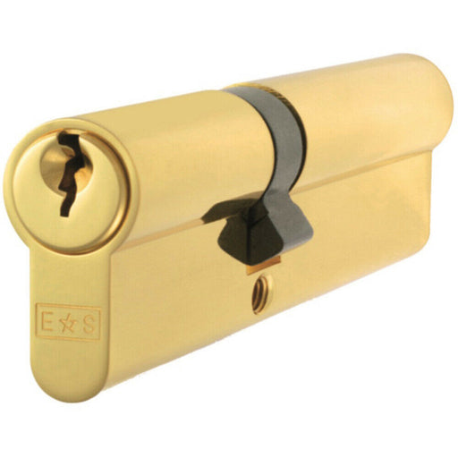 70mm EURO Double Cylinder Lock Keyed to Differ 5 Pin Polished Brass Door Loops