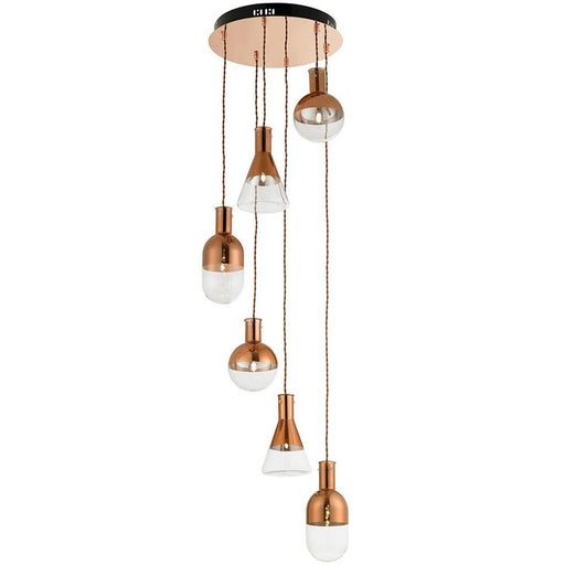 Multi Light Ceiling Pendant COPPER 6 Bulb Hanging Lamp Holder Drop Chandelier Loops