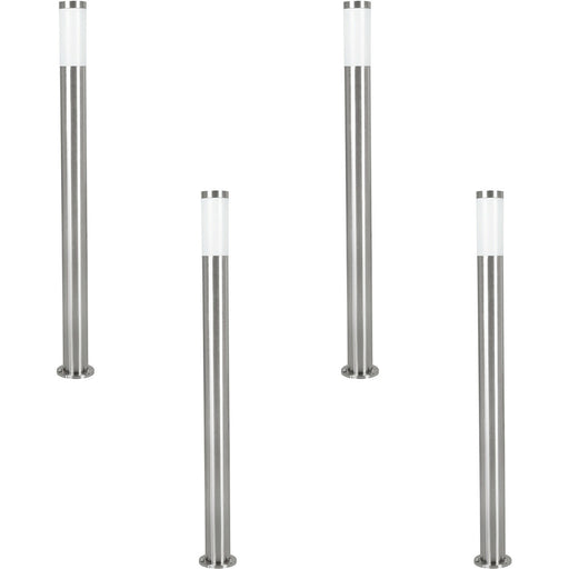 4 PACK IP44 Outdoor Bollard Light Stainless Steel 12W E27 1100mm Driveway Post Loops
