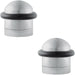2x Dome Topped Floor Mounted Door Stop Rubber Buffer 38mm Dia Satin Chrome Loops