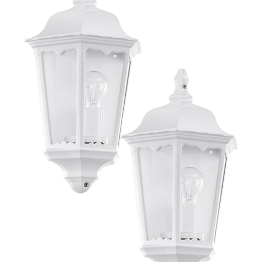 2 PACK IP44 Outdoor Wall Light White Traditional Lantern 60W E27 Porch Lamp Loops