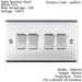 4 Gang Quad Light Switch SATIN STEEL 2 Way 10A White Trim & Metal Rocker Loops