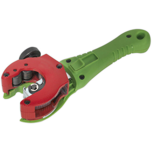 Premium 2-in-1 Ratcheting Pipe Cutter - 6mm to 28mm Capacity - Ergonomic Handle Loops