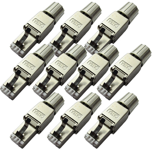 10x RJ45 CAT6a Tool less Connectors & Boot FTP Shielded Outdoor Ethernet Plugs Loops
