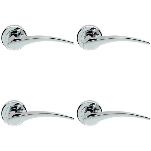 4x PAIR Arched Tapered Handle on Round Rose Concealed Fix Polished Chrome Loops