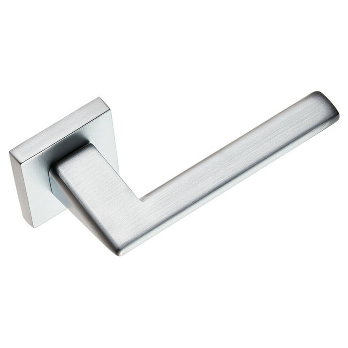 PAIR Modern Flat Bar Handle on Square Rose Concealed Fix Satin Chrome Loops
