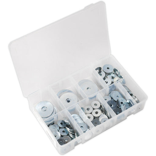 240 Piece Zinc Plated Repair Washer Assortment - M5 to M10 - Storage Box Loops