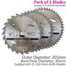 3 Pack 205mm x 30mm TCT Circular Saw Blades 25mm 18mm 16mm Rings Loops