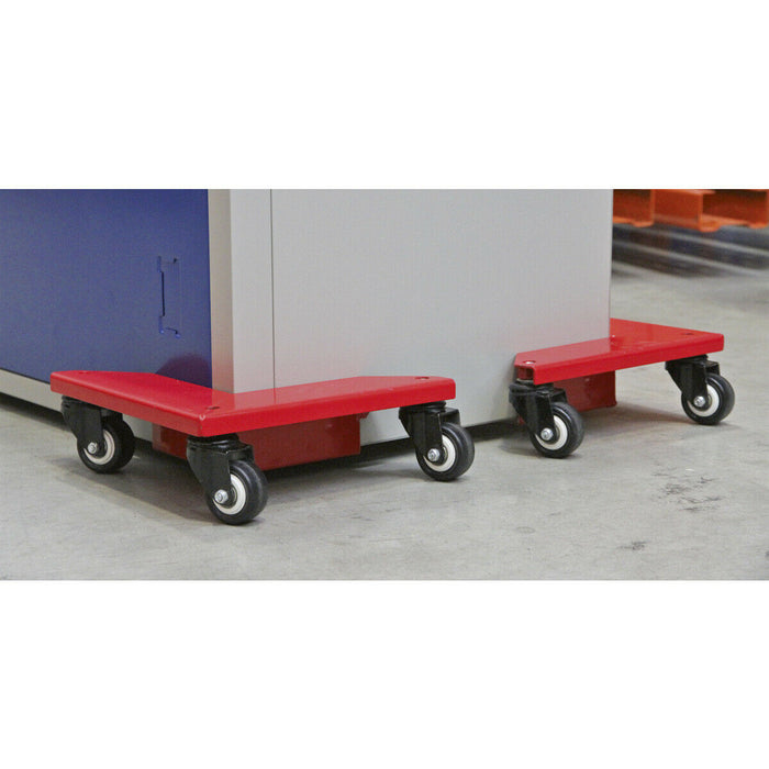 Set of 4 Heavy Duty Corner Transport Dollies - 150kg Weight Limit - Castors Loops