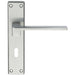 PAIR Flat Straight Lever on Lock Backplate Handle 180 x 40mm Satin Chrome Loops
