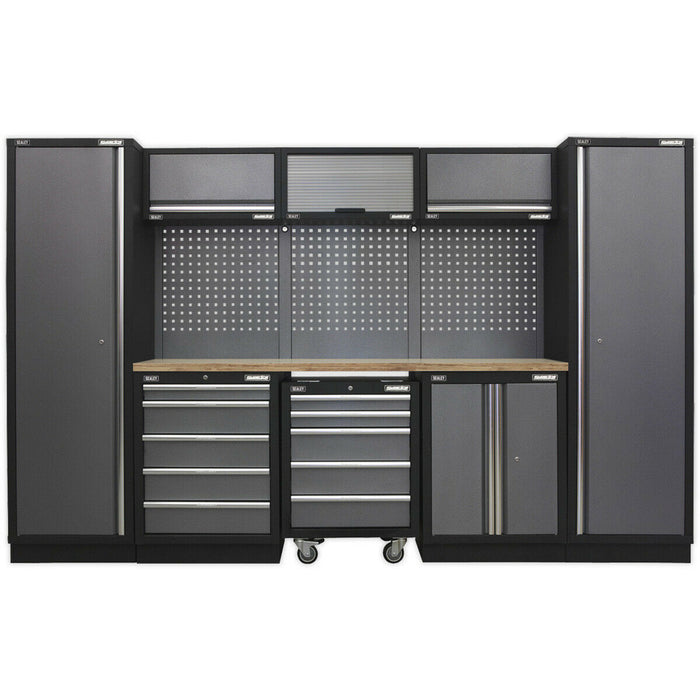 Garage Storage System Unit - 3240 x 485 x 2000mm - 36mm Pressed Wood Worktop Loops