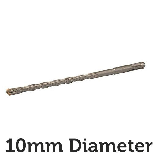 10mm x 210mm SDS Plus Crosshead Masonry Drill Bit Tungsten 4 Point Cutting Head Loops