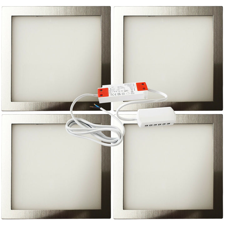 4x 6W LED Kitchen Flush Panel Spot Light & Driver Brushed Nickel Natural White Loops