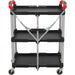 3 Level Folding Workshop Trolley - 670 x 430 x 855mm - 25kg Per Shelf - Foldable Loops
