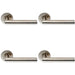 4x PAIR Oval Shaped Mitred Bar Handle on Round Rose Concealed Fix Satin Steel Loops