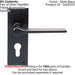 2x PAIR Flat Straight Handle on Slim Euro Lock Backplate 150 x 50mm Matt Black Loops