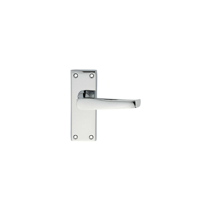 PAIR Straight Handle on Short Latch Backplate 118 x 42mm Polished Chrome Loops