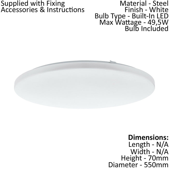 Wall Flush Ceiling Light Colour White Shade White Plastic Bulb LED 49.5W Loops