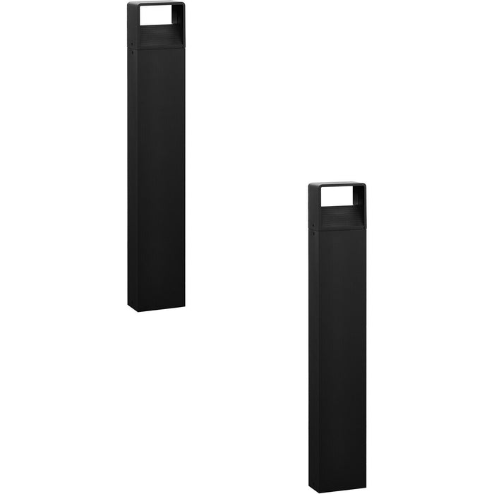 2 PACK IP44 Outdoor Bollard Light Anthracite Aluminium 6W LED Tall Lamp Post Loops