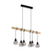 Hanging Ceiling Pendant Light Black Cage & Wood 6x E27 Kitchen Island Lamp Loops